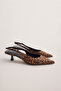 Leopard Patterned Genuine Leather 4 cm Kitten Heel Shoes Takss26To00078 - 3