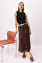 Çok Renkli Midi Büzgü/Drape Detaylı Boho/Boho Chic Basklılı Tül Esnek Örme Etek TWOAW26ET00122