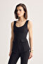 Siyah Fitted/Vücuda Oturan Havuz Yaka Cepli Örme Bluz TWOSS26BZ00527 - 3