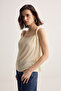 Ecru Draped Regular/Normal Fit Twisted Detailed Transparent Detailed Blouse Twoss26Bz00452 - 3