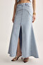Açık Mavi Dikiş Detaylı Yırtmaçlı Az Esnek Maxi Denim Etek TWOSS26ET00093 - 5