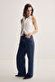 Koyu Mavi Orta Bel Baggy %100 Pamuk Jeans TWOSS26JE00220 - 3