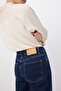 Premium Koyu Mavi Özel Kumaş Yüksek Bel Orta Esnek Straight Düz Kesim Jeans TWOSS26JE00147 - 3