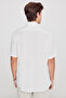 Men's White Linen Look 100% Cotton Dobby Button Collar Shirt Comfort Fit Relaxed Fit - 5