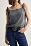 Anthracite Draped Regular/Normal Fit Twisted Detailed Transparent Detailed Blouse Twoss26Bz00452 - 5