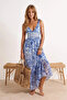 Floral Pattern Covered Deep V-Neck Regular 2-Piece Suit Skirt Swimsuit Tbess26Ma00032 - 2