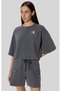 Icons Plush Wash Crewneck T-Shirt Gray Women's T-Shirt -118023-Vs517