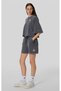 Icons Plush Wash Crewneck T-Shirt Gray Women's T-Shirt -118023-Vs517 - 2