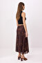 Çok Renkli Midi Büzgü/Drape Detaylı Boho/Boho Chic Basklılı Tül Esnek Örme Etek TWOAW26ET00122 - 5