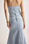 Açık Mavi Dikiş Detaylı Yırtmaçlı Az Esnek Maxi Denim Etek TWOSS26ET00093 - 6