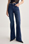 Koyu Mavi Düşük Bel İspanyol Paça Jeans TWOSS26JE00219 - 3