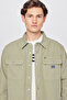 100% Cotton Relaxed Fit Wide Cut Green Shirt Jacket - 3