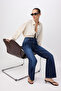 Premium Koyu Mavi Özel Kumaş Yüksek Bel Orta Esnek Straight Düz Kesim Jeans TWOSS26JE00147