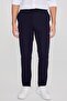 Men's Navy Blue Slim Fit Slim Fit Tie-Waist Casual Jogger Pants with Side Pockets - 2