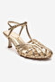 Feli̇p Gold Patterned Banded Women's Low Heeled Shoes - 3