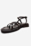 Antas Brown Genuine Leather Women's Flip Flops Sandals - 6