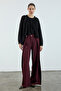 Black Gathered Collar Tassel Stitched Oversize Slightly Transparent Blouse Twoss26Bz00652 - 5