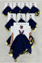 Navy Blue Gold Chiffon Card Gift Halay Handkerchief 10 Pieces Bride Groom Wedding Henna Circumcision Engagement Bride - 3