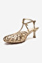 Feli̇p Gold Patterned Banded Women's Low Heeled Shoes - 6