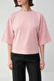 Wardrobe Essentials-Pembe Geniş Kalıp Yarasa Kol %100 Pamuk Örme T-Shirt TWOSS26TS00047 - 4