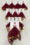 Burgundy Gold Chiffon Carded Gift Halay Handkerchief 5 item(s), Bride Groom Wedding Henna Circumcision Engagement Bride