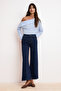 Koyu Mavi Yüksek Bel Orta Esnek Wide Leg Geniş Paça Jeans TWOSS26JE00188
