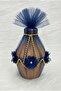 Navy Blue Test, Flower and Tulle Ornamented Bridal Henna Night Test, Wedding Henna Cube, Soil Test - 3
