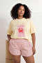 Yellow Crab Printed Oversize Fit Long Length Plus Size T-Shirt Tbbss26Bf00021 - 3