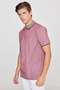 Men's Shrink-Resistant Cotton Fabric Regular Fit Comfortable Cut Burgundy Non-Roll Polo Collar T-Shirt with Pockets