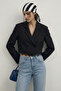 Siyah Etekucu ve Manşeti Dantel Detaylı Crop Blazer Ceket TWOSS26BC00051 - 6