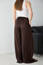 Kahverengi Beli Lastikli Extra Wide Leg/Geniş Paça Saten Pantolon TWOSS26PL00147 - 6