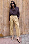 Camel Kemerli %100 Pamuk Dokuma Barrel Pantolon TWOSS26PL00126 - 7