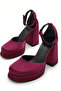 Women's Special Design Burgundy Satin Fabric Platform Heeled Shoes (the Molds Are Half a Size Larger.) - 7