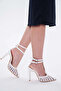 10.5 cm white leather mesh women's heels stletto - 4