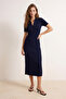 Lacivert Maxi Polo Yaka Triko Elbise TWOSS24EL00282 - 2