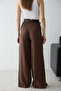 Koyu Kahverengi Modal Kemerli Geniş Paça Pantolon TWOSS26PL00191 - 4