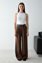 Koyu Kahverengi Modal Kemerli Geniş Paça Pantolon TWOSS26PL00191 - 2