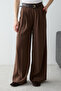 Koyu Kahverengi Modal Kemerli Geniş Paça Pantolon TWOSS26PL00191 - 3