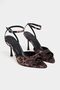 Tania Leopard Satin Ankle Belt Detailed Women's Thin Heeled Shoes - 5