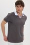Men's slim fit tight cut 100% cotton dark gray polo neck t-shirt - 4