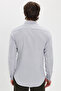 Men's slim fit 100% cotton button-down flannel shirt in gray - 6