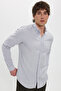Men's slim fit 100% cotton button-down flannel shirt in gray