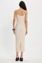 Women's Slim Fit Bodycon Strappy Lycra Midi Length Beige Dress - 8