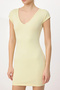Sarı Bodycon V Yaka Ay Kol Kısa Kollu Mini Soft Touch Örme elbise TWOSS26EL00783 - 5