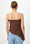Brown Fitted/Asymmetrical Strapless Sleeveless Lace Stretchy Knitted Blouse Twoss26Bz00759 - 6
