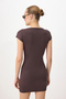 Kahverengi Bodycon V Yaka Ay Kol Kısa Kollu Mini Soft Touch Örme elbise TWOSS26EL00783 - 4