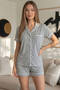 طقم بيجامة نسائي من Gris Classique بأكمام قصيرة وأزرار أمامية - 4