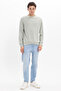Unisex Standard Fit Regular Cut Long Extra Soft Modal Fabric Crew Neck Green Sweatshirt - 2