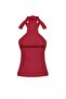 Kırmızı Boyundan Bağlamalı Fitted/Vücuda Oturan Esnek Örme Bluz TWOSS24BZ00459 - 11