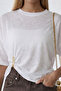 White Crew Neck Transparent Blouse with Detachable Brooch Accessory Alc-X15467 - 3